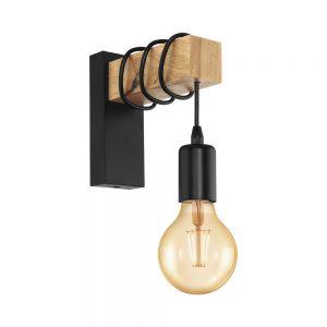 Aplica vintage EGLO TOWNSHEND 32917 - E27 1X10W - Lemn - Negru - Maro