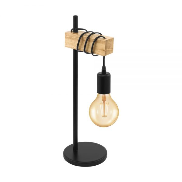 Veioza vintage EGLO TOWNSHEND 32918 - E27 1X10W - Lemn - Maro - Negru
