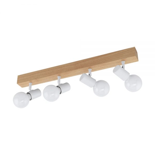 Plafoniera vintage EGLO TOWNSHEND 3 33172 - E27 4X60W - Lemn - Maro - Alb