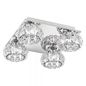 Corpuri iluminat Crystal Design Plafoniera 4X5W Led Crom-Clar-Cristal 'C Eglo 39009