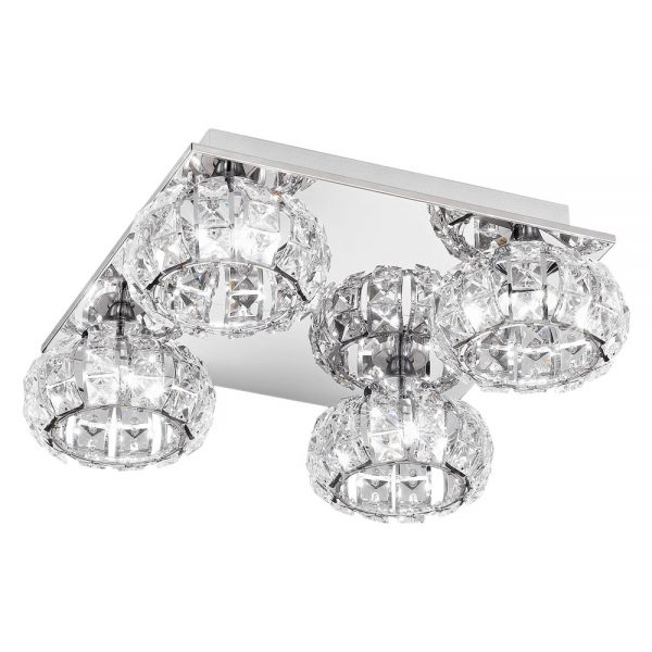 Corpuri iluminat Crystal Design Plafoniera 4X5W Led Crom-Clar-Cristal 'C Eglo 39009