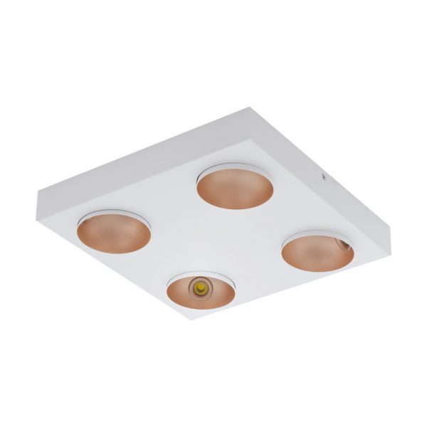 Plafoniera EGLO RONZANO 39377 - LED 4X3.3W 1360lm 3000K - Aluminiu - Otel - Auriu Rose - Alb