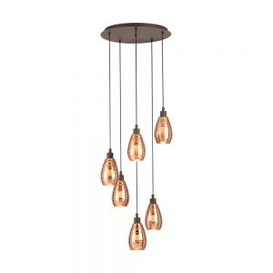 Lustra EGLO SIRACUSA 39508 - E27 6X60W D500mm - Sticla aburita - Maro