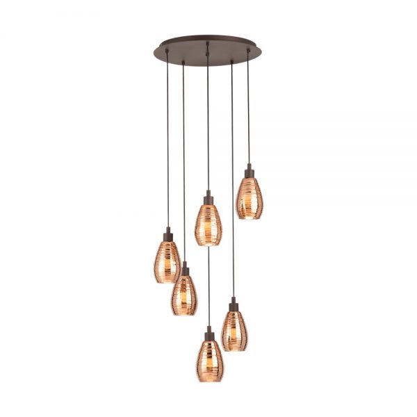 Lustra EGLO SIRACUSA 39508 - E27 6X60W D500mm - Sticla aburita - Maro
