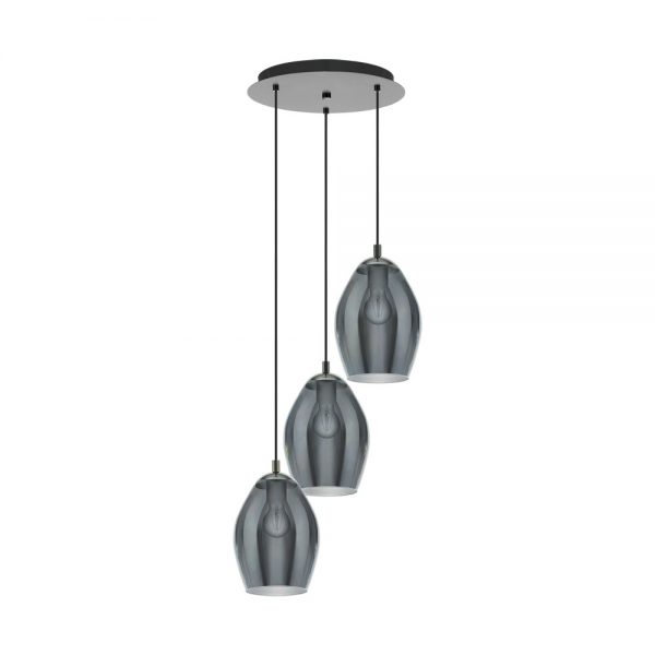 Lustra EGLO ESTANYS 39565 - E27 3X60W D450mm - Sticla aburita - Nichel Nero