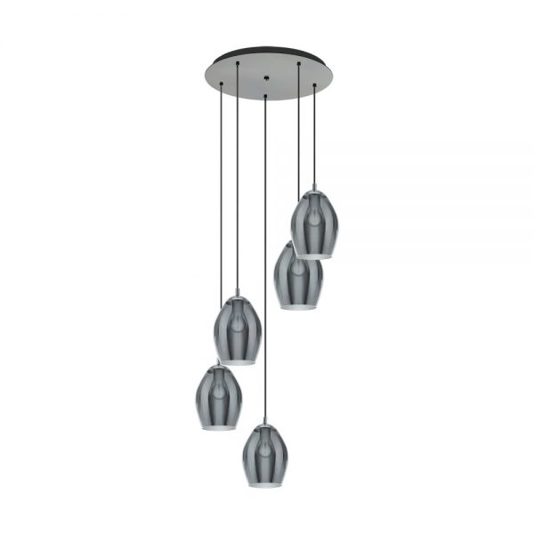 Lustra EGLO ESTANYS 39567 - E27 5X60W D580mm - Sticla aburita - Nichel Nero