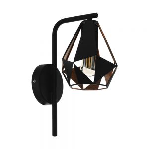 Aplica vintage EGLO CARLTON 4 43057 - E27 1X60W - Otel - Cupru Antichizat - Negru