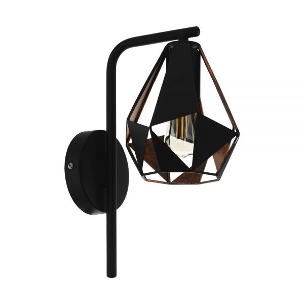 Aplica vintage EGLO CARLTON 4 43057 - E27 1X60W - Otel - Cupru Antichizat - Negru