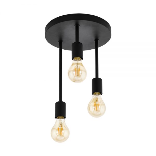 Plafoniera vintage EGLO WILMCOTE 43126 - E27 3X60W D280mm - Otel - Negru