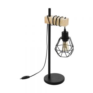 Veioza vintage EGLO TOWNSHEND 5 43136 - E27 1X60W - Lemn - Maro - Negru