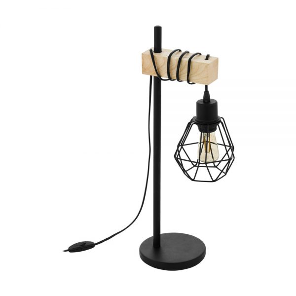 Veioza vintage EGLO TOWNSHEND 5 43136 - E27 1X60W - Lemn - Maro - Negru