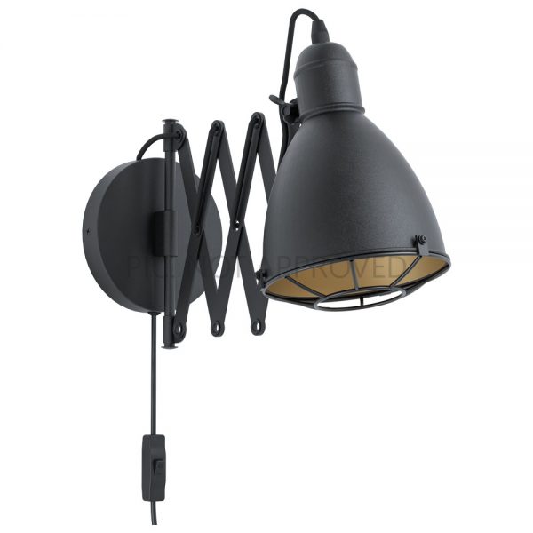 Aplica vintage EGLO TREBURLEY 43184 - E27 1X28W - Otel - Auriu - Negru