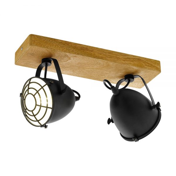 Plafoniera vintage EGLO GATEBECK 49077 - E14 2X40W - Lemn - Negru