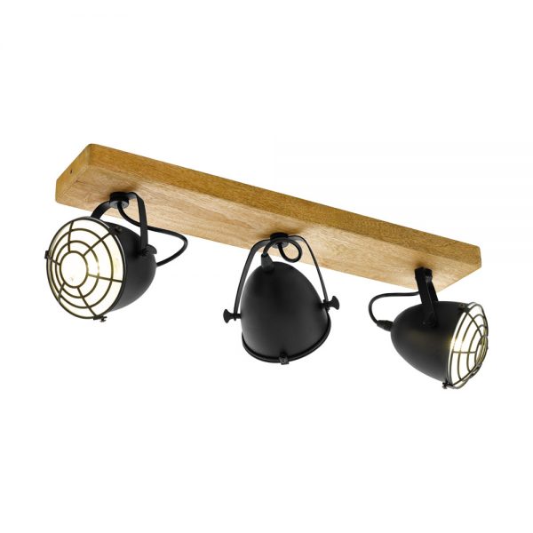 Plafoniera vintage EGLO GATEBECK 49078 - E14 3X40W - Lemn - Negru