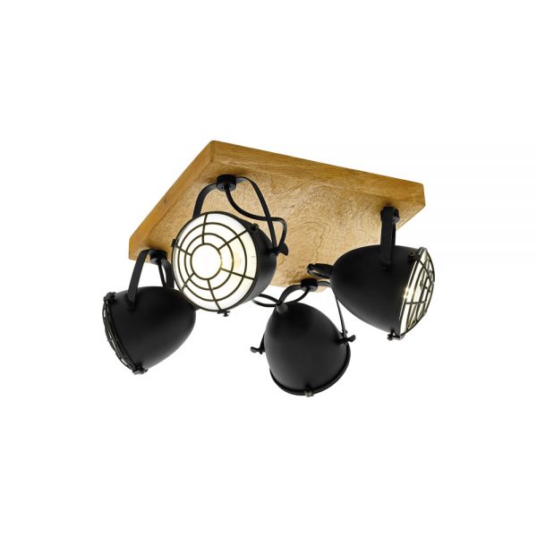 Plafoniera vintage EGLO GATEBECK 49079 - E14 4X40W - Lemn - Negru