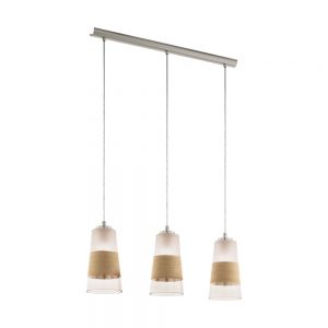 Lustra vintage EGLO BURNHAM 49152 - E27 3X60W - Lemn - Sticla - Nichel Mat