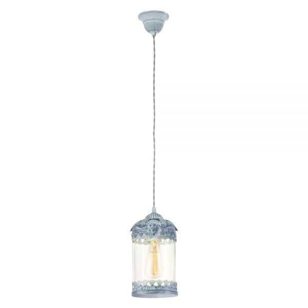 Iluminat Vintage Lustra 1 Bec E27 Gri-Albastru Eglo 49204