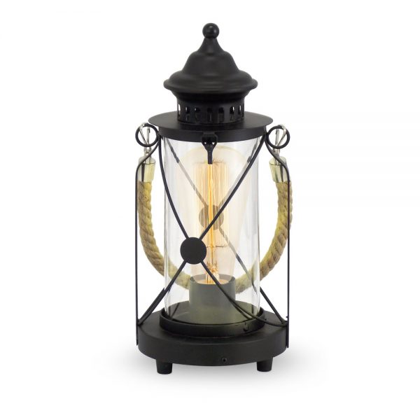 Veioza vintage EGLO BRADFORD 49283 - E27 1X60W D140mm - Sticla - Negru