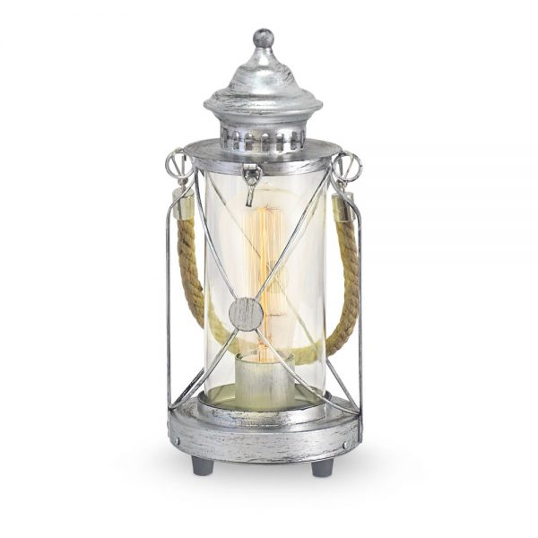 Veioza vintage EGLO BRADFORD 49284 - E27 1X60W D140mm - Sticla - Argintiu Antichizat