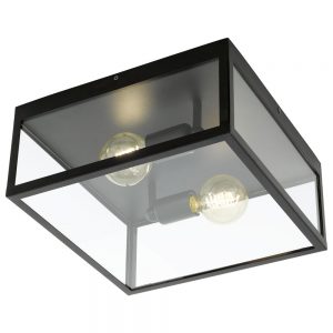Plafoniera vintage EGLO CHARTERHOUSE 49392 - E27 2X60W - Sticla - Negru