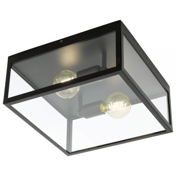 Plafoniera vintage EGLO CHARTERHOUSE 49392 - E27 2X60W - Sticla - Negru
