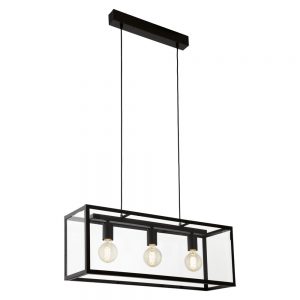 Lustra vintage EGLO CHARTERHOUSE 49393 - E27 3X60W - Sticla - Negru