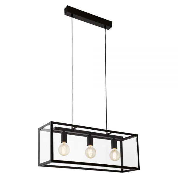 Lustra vintage EGLO CHARTERHOUSE 49393 - E27 3X60W - Sticla - Negru
