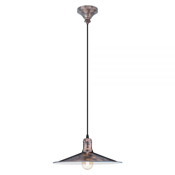 Iluminat Vintage Lustra 1 Bec Negru-Cupru-Antic 'Bridport Eglo 49454