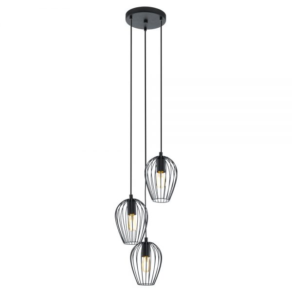 Lustra vintage EGLO NEWTOWN 49479 - E27 3X60W D380mm - Otel - Negru