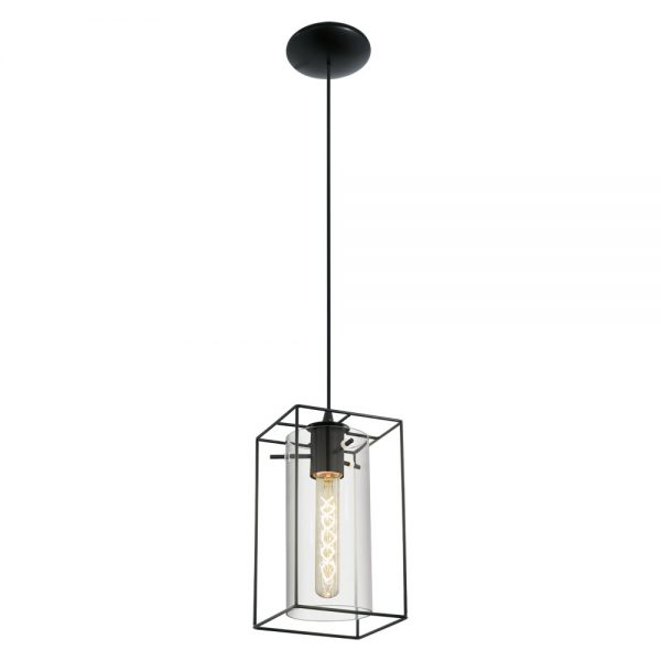 Pendul vintage EGLO LONCINO 49495 - E27 1X60W - Negru Transparent
