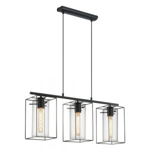 Lustra vintage EGLO LONCINO 49496 - E27 3X60W - Sticla - Negru