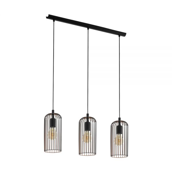 Lustra vintage EGLO ROCCAMENA 49645 - E27 3X60W - Otel - Cupru - Negru