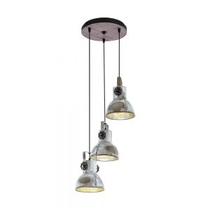 Lustra vintage EGLO BARNSTAPLE 49647 - E27 3X40W D270mm - Lemn - Zinc Antichizat