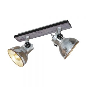 Plafoniera vintage EGLO BARNSTAPLE 49649 - E27 2X40W - Lemn - Zinc Antichizat