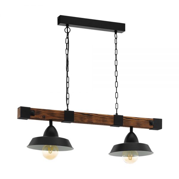 Lustra vintage EGLO OLDBURY 49684 - E27 2X60W - Lemn - Maro Rustic - Negru