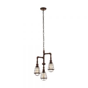Lustra vintage EGLO PORT SETON 49808 - E27 3X60W D360mm - Otel - Maro Antichizat