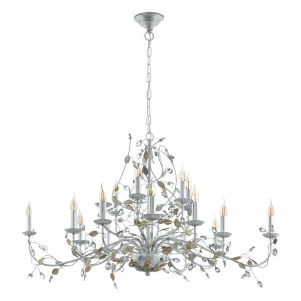 Iluminat Vintage Candelabru 15X40W  E14  Argintiu-Cristal Eglo 49828