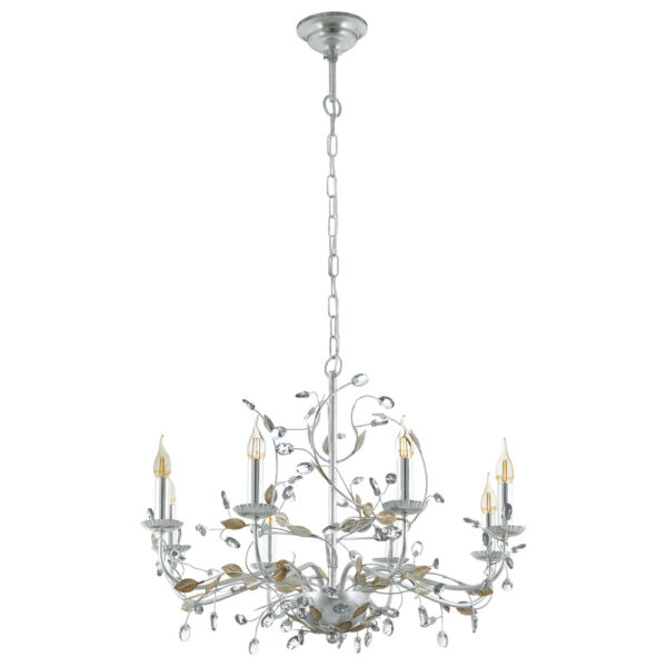 Iluminat Vintage Candelabru 8X40W  E14  Argintiu-Cristal Eglo 49829