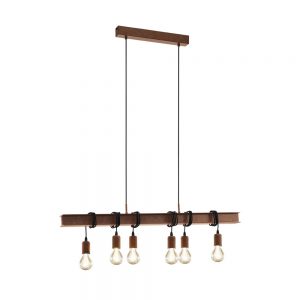 Lustra vintage EGLO TOWNSHEND 4 49859 - E27 6X60W - Otel - Maro Antichizat
