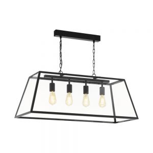 Iluminat Vintage Hl-4 E27 Schwarz-Klar 'Amesbury 1' Eglo 49886