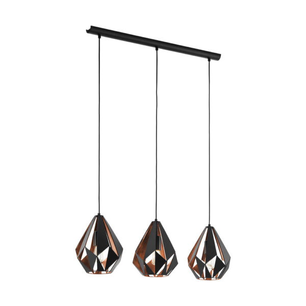 Lustra vintage EGLO CARLTON 1 49991 - E27 3X60W - Otel - Cupru - Negru