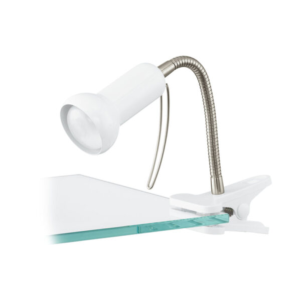 Veioza EGLO FABIO 81262 - E14 1X40W - Otel - Plastic - Argintiu - Alb