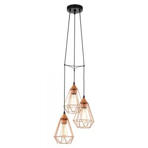 Lustra vintage EGLO TARBES 94196 - E27 3X60W D310mm - Otel - Cupru