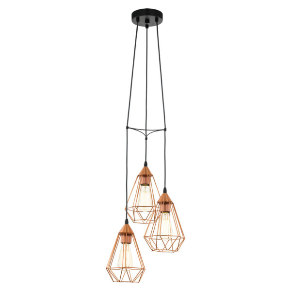 Lustra vintage EGLO TARBES 94196 - E27 3X60W D310mm - Otel - Cupru