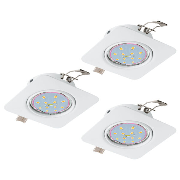 Spoturi iluminat Set 3 Spoturi Incastrabile Gu10 Led Alb Eglo 94266