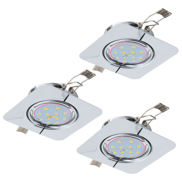 Spoturi iluminat Set 3 Spoturi Incastrabile Gu10 Led Crom Eglo 94267