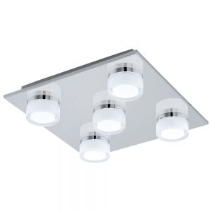 Plafoniera baie EGLO ROMENDO 94654 - LED 5X4.5W 2400lm 3000K IP44 - Otel - Satinat - Transparent