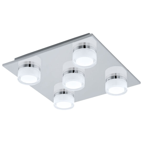 Plafoniera baie EGLO ROMENDO 94654 - LED 5X4.5W 2400lm 3000K IP44 - Otel - Satinat - Transparent