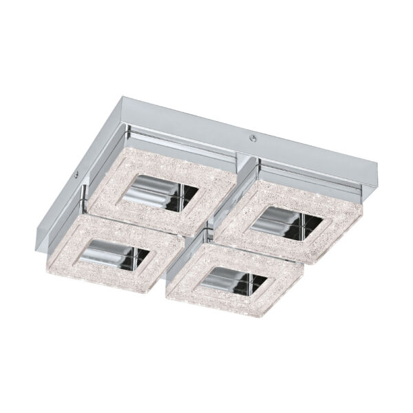 Plafoniera EGLO FRADELO 95657 - LED 4X4W 1600lm 3000K - Cristal - Crom - Transparent