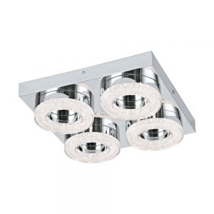 Plafoniera EGLO FRADELO 95664 - LED 4X4W 1600lm 3000K - Cristal - Crom - Transparent